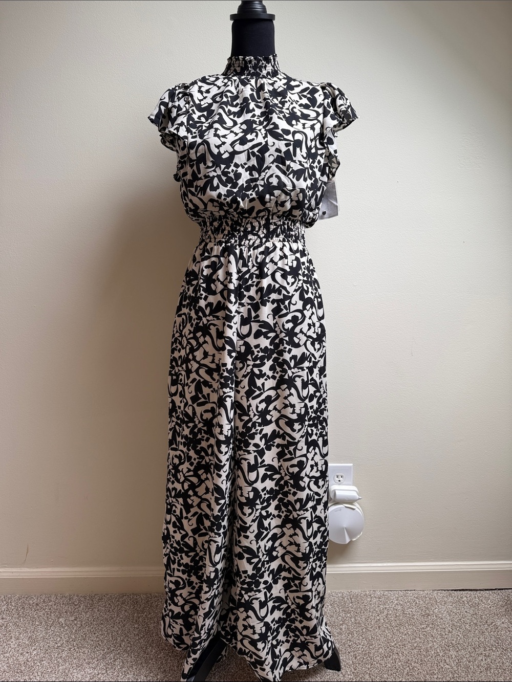 1. State Black and White Printed Jumpsuit